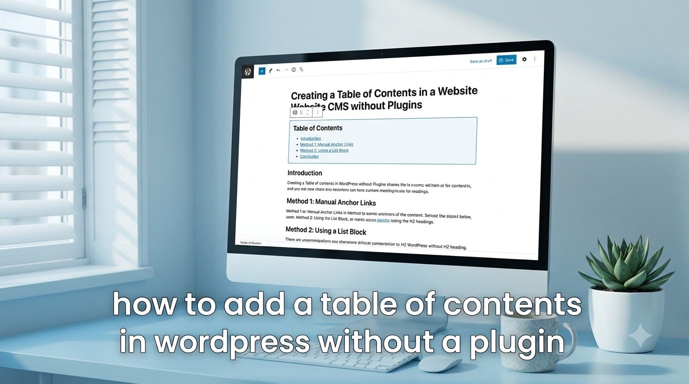 how to add a table of contents in wordpress without a plugin