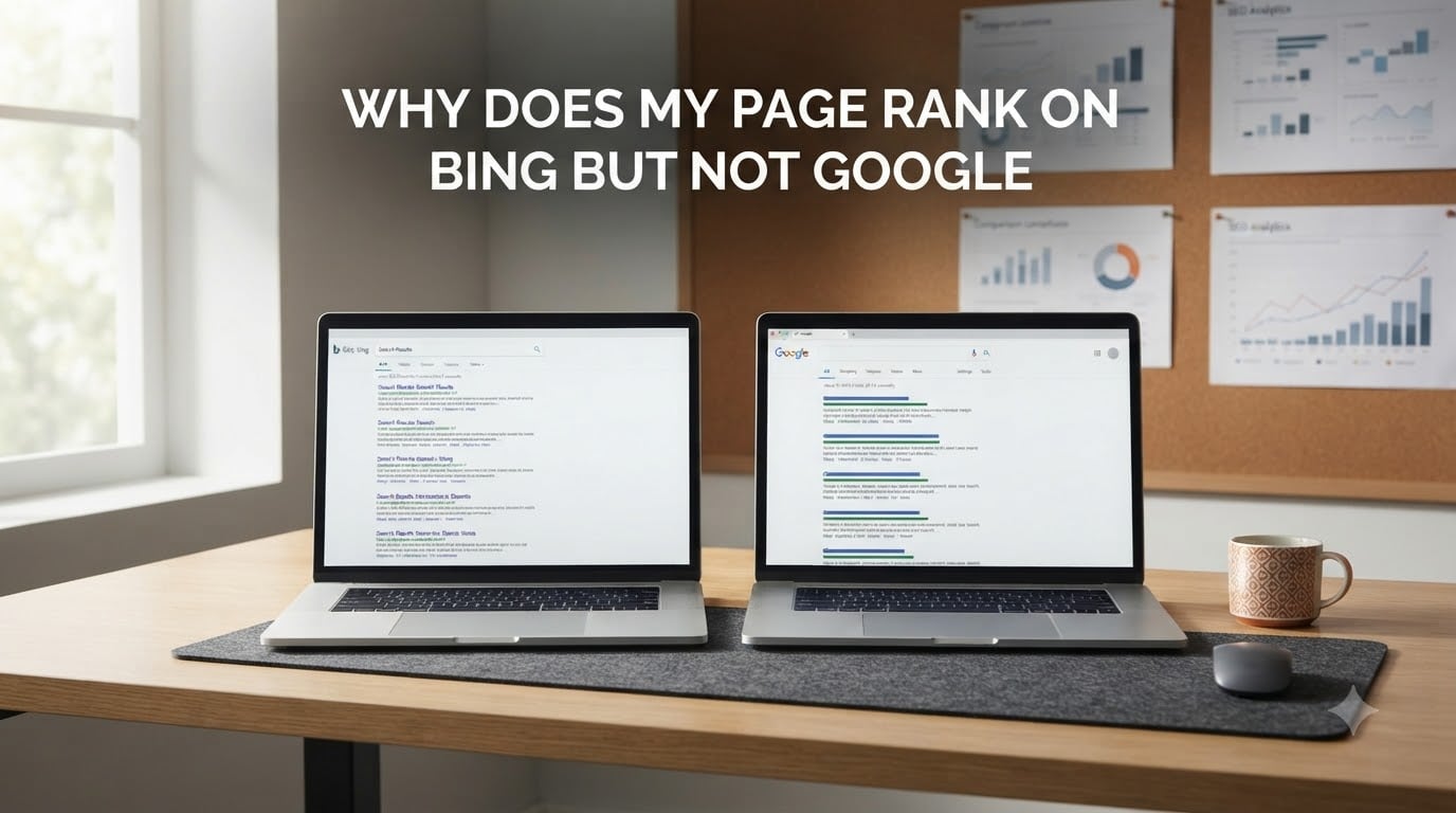 why does my page rank on bing but not google